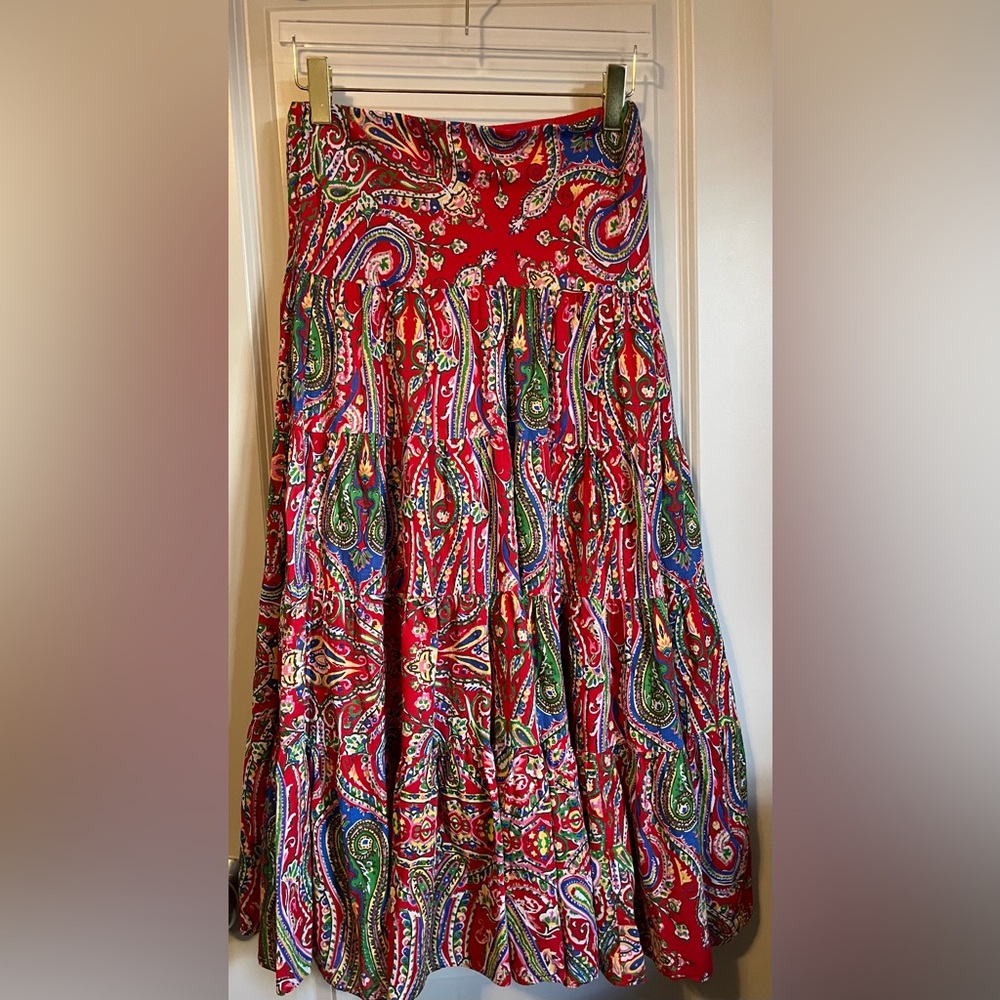 Ralph Lauren Tiered Paisley Print Maxi Skirt Size XS - Picture 2 of 8